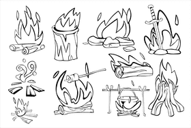 Bonfire black and white vector