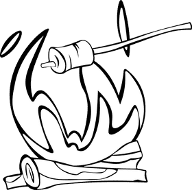 Bonfire Marshmallow black and white clipart