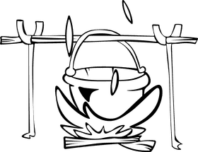 Bonfire Pot black and white clipart