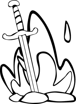 Bonfire Sword black and white clipart