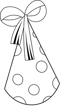 Birthday Hat Dotted black and white clipart