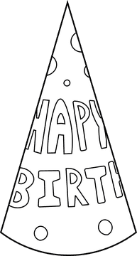 Birthday Hat Happy Birthday black and white clipart