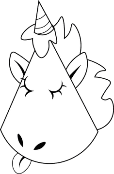 Birthday Hat Horse black and white clipart