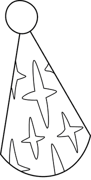 Birthday Hat Stars black and white clipart