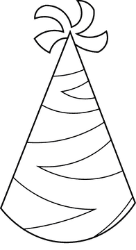 Birthday Hat Stripes black and white clipart