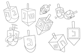 Dreidel black and white vector