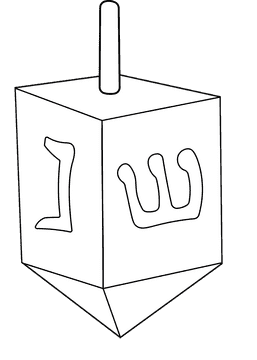 Dreidel black and white clipart