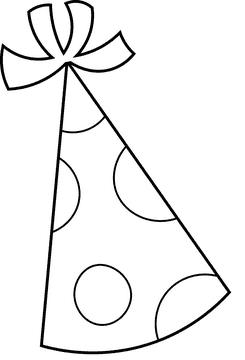 Party Hat Dotted black and white clipart