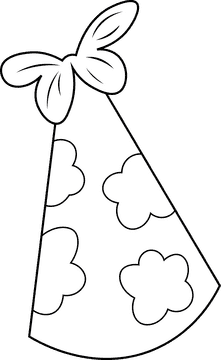 Party Hat Flowers black and white clipart