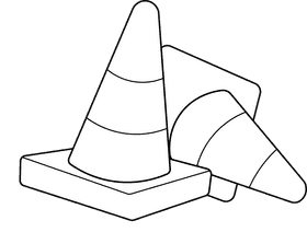 Traffic Cone Dual black and white clipart