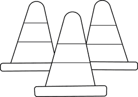 Traffic Cone Triple black and white clipart