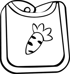 Baby Bib Carrot black and white clipart