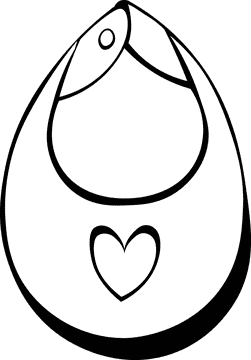 Baby Bib Heart black and white clipart