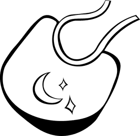 Baby Bib Moon black and white clipart