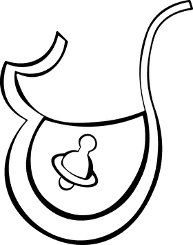 Baby Bib Pacifier black and white clipart