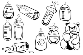 Baby Milk Bottle black and white vector