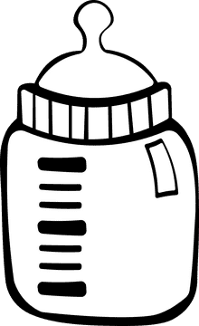 Baby Milk Bottle Empty black and white clipart