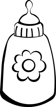 Baby Milk Bottle Flower black and white clipart
