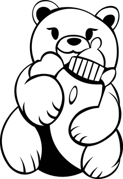 Baby Milk Bottle Teddy Bear black and white clipart