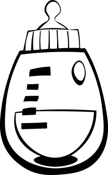 Baby Milk Bottle With Milk black and white clipart