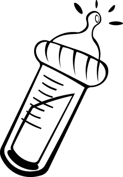 Baby Milk Bottle With Milk black and white clipart