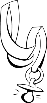 Baby Pacifier Ribbon black and white clipart