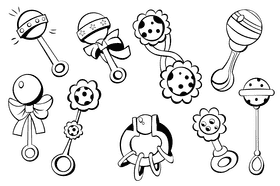 Baby Rattle black and white vector