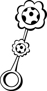 Baby Rattle Flower black and white clipart