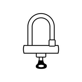 Bike u lock drawing black and white clipart