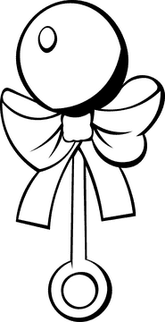 Baby Rattle Ribbon black and white clipart