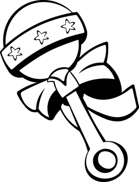 Baby Rattle Ribbon black and white clipart
