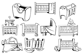 Crib black and white vector