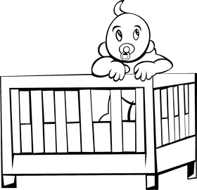 Crib Children black and white clipart