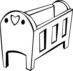 Crib Heart black and white clipart