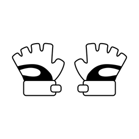 Cycling gloves drawing black and white clipart