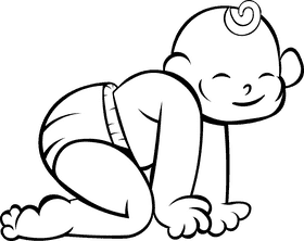 Diaper Baby black and white clipart