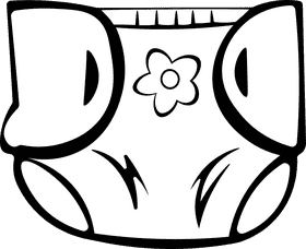 Diaper Flower black and white clipart