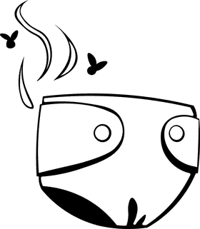 Diaper Stinky black and white clipart