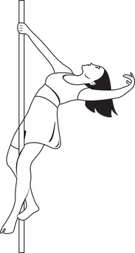 Pole dance drawing black and white clipart