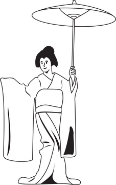 Kabuki dance drawing black and white clipart