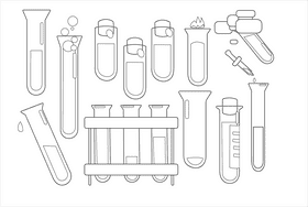 Chemistry Test tubes black and white vector