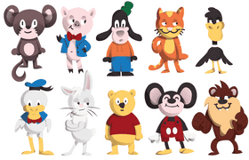 Cartoon Characters Disney Animals vector