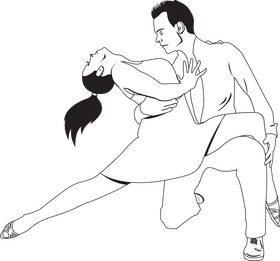 Salsa dance drawing black and white clipart