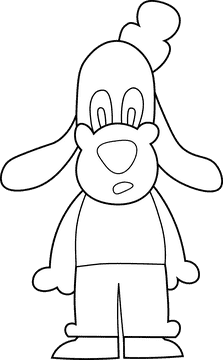 Cartoon Characters Disney Animals Guffy black and white clipart