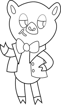 Cartoon Characters Disney Animals Pig black and white clipart