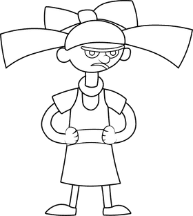 Cartoon Characters Hey Arnold Helga black and white clipart