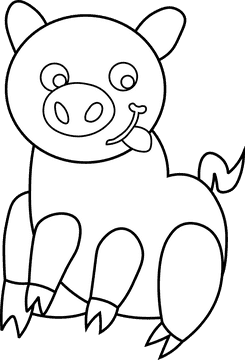 Cartoon Characters Hey Arnold Abner Pig black and white clipart