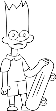 Cartoon Characters Simpsons Bart black and white clipart