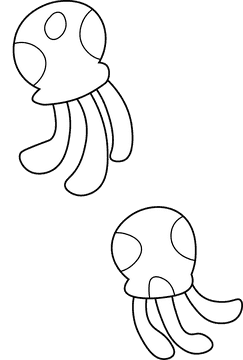 Cartoon Characters Spongebob Jellyfish black and white clipart
