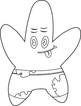 Cartoon Characters Spongebob Patrick black and white clipart